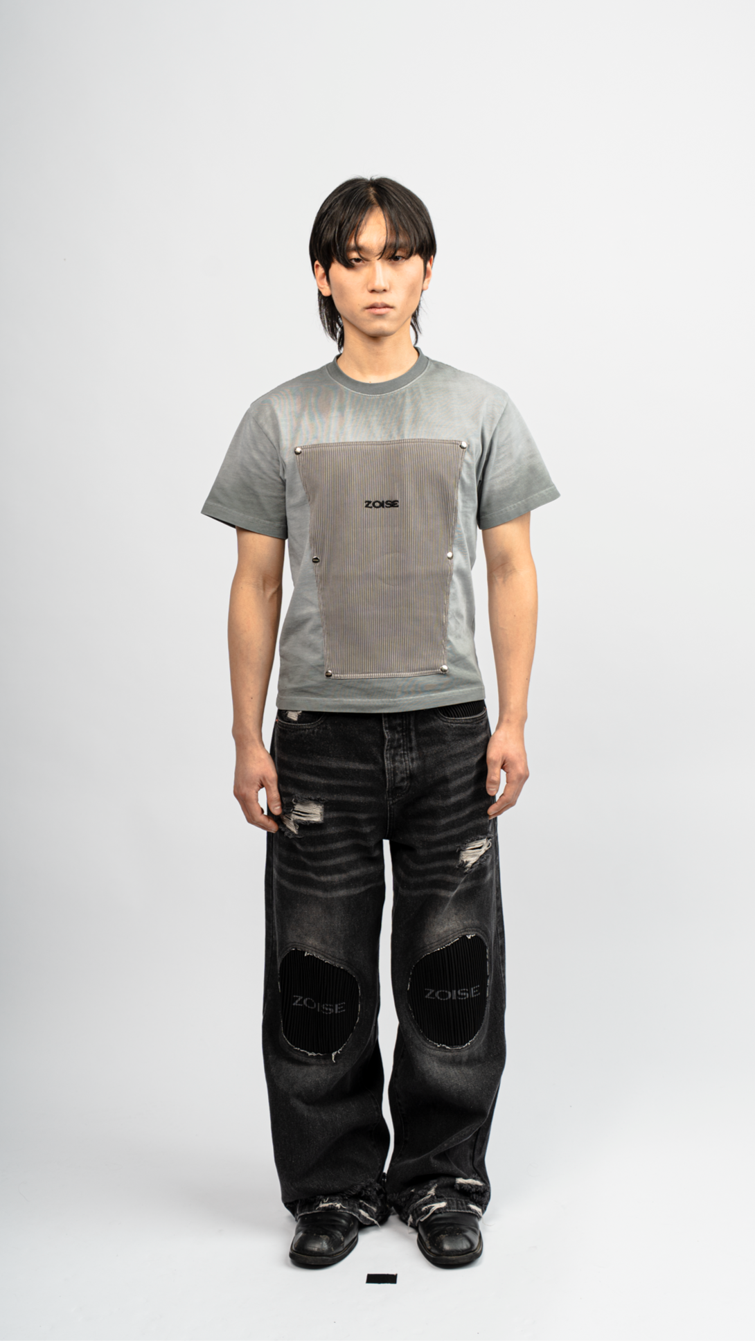 Denim Pleated Jeans