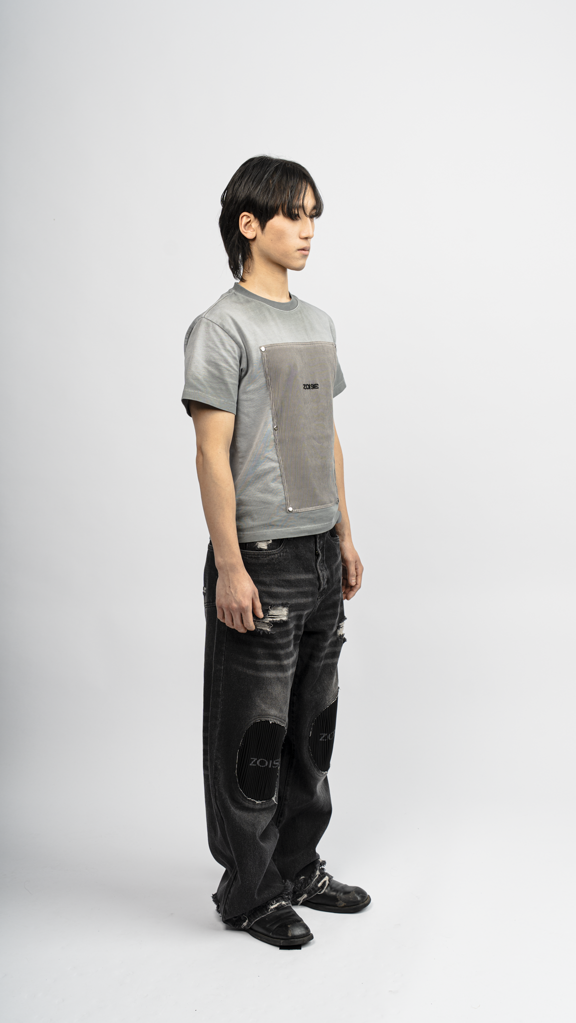 Denim Pleated Jeans