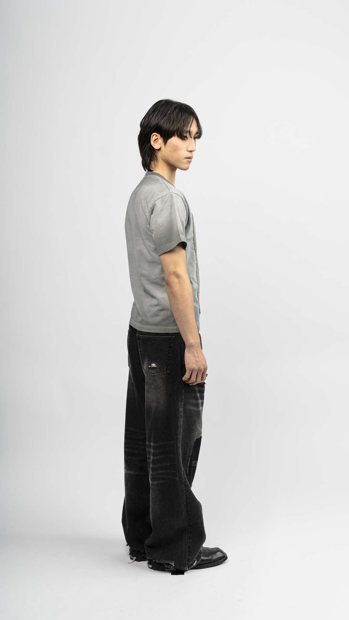 Denim Pleated Jeans