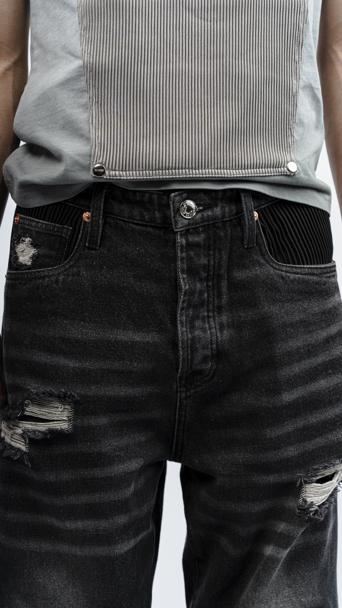 Denim Pleated Jeans