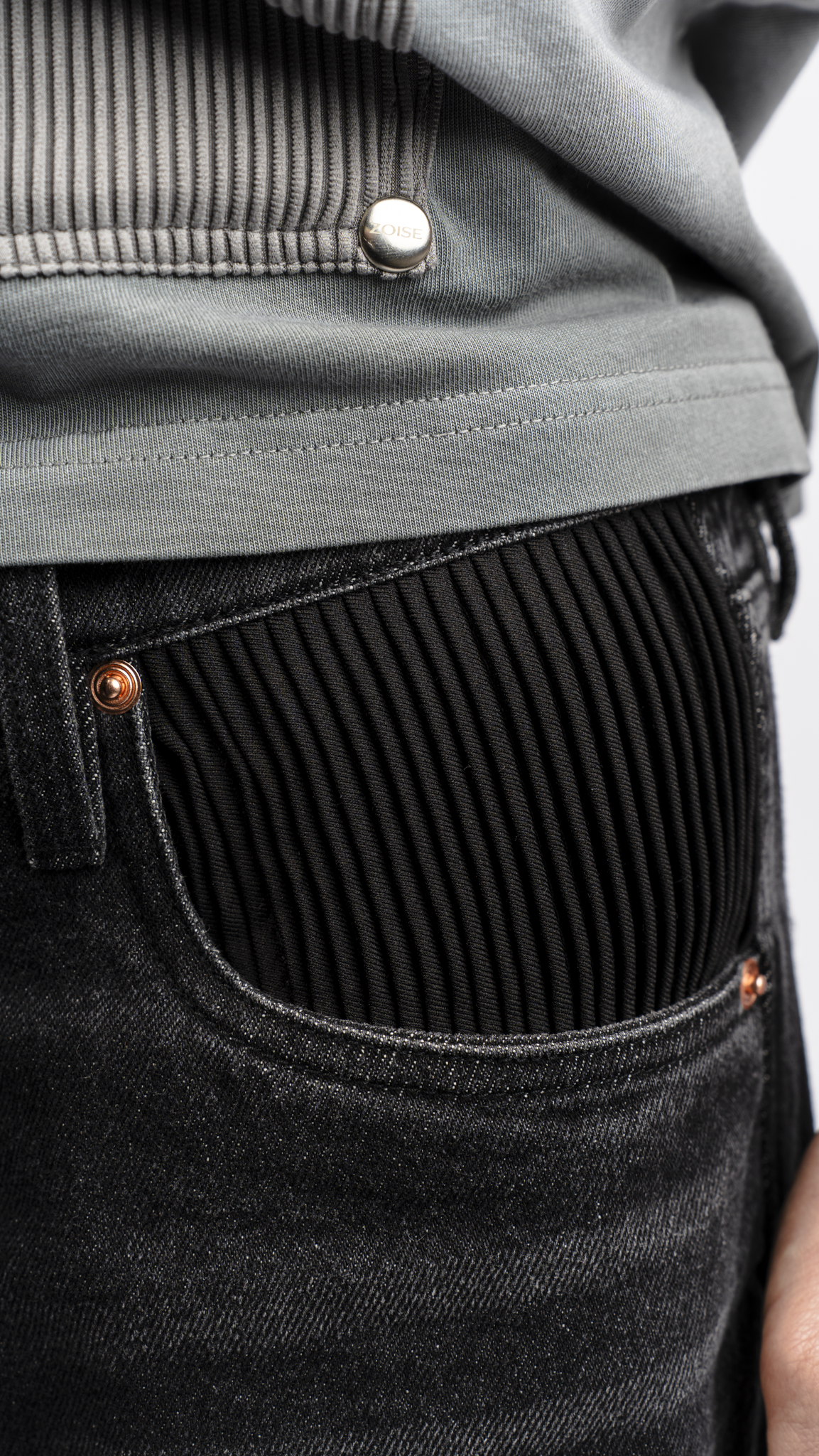 Denim Pleated Jeans