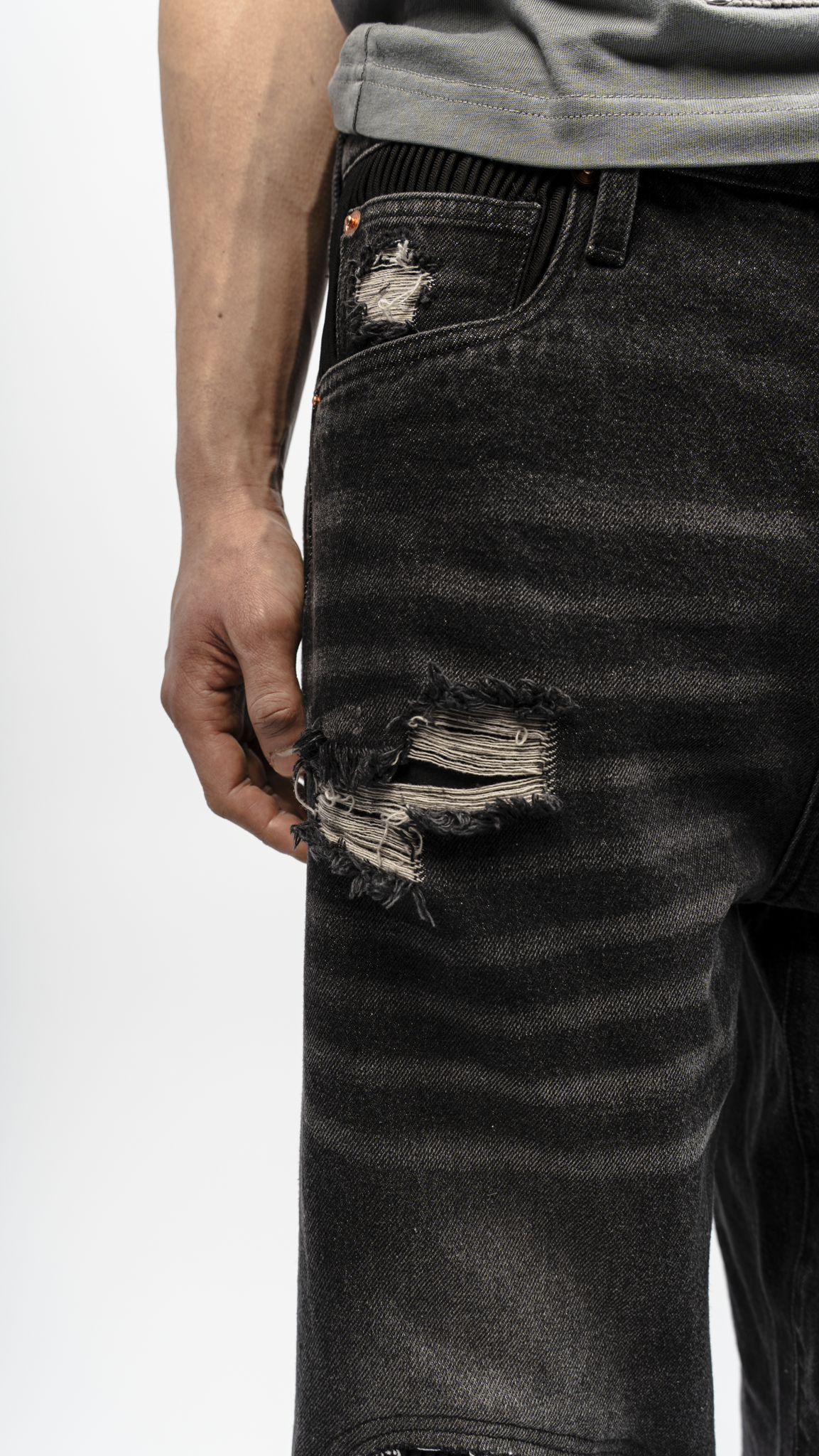 Denim Pleated Jeans