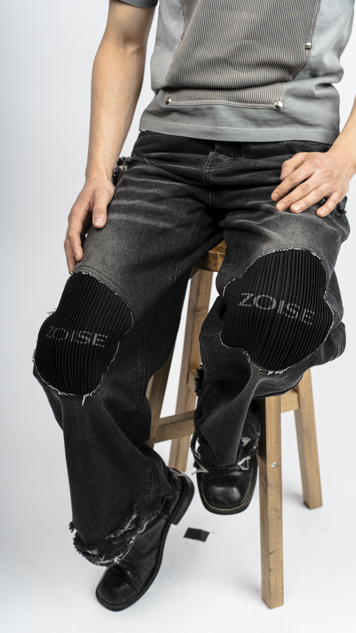 Denim Pleated Jeans